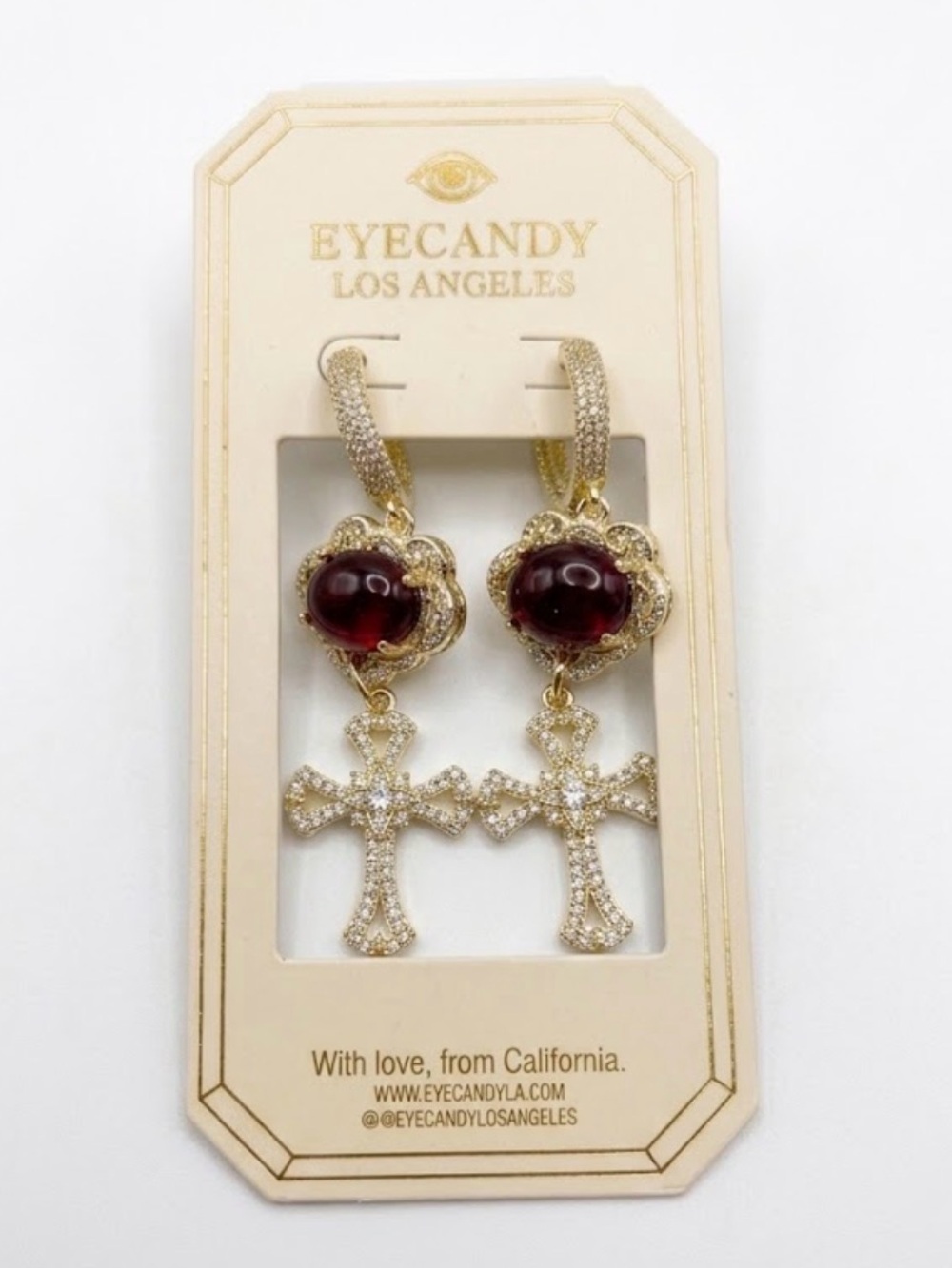 NWT ⚜️❤️⚜️ EYE CANDY Skully Red Heart Dangle Earrings